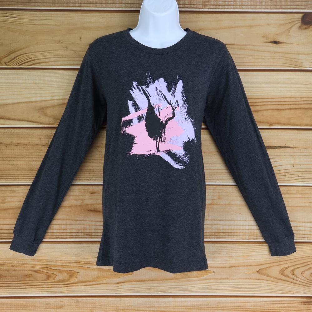 Ballet‎ Graphic Print Long Sleeve Shirt Womens Size S Gray Pink Heathered Dance
